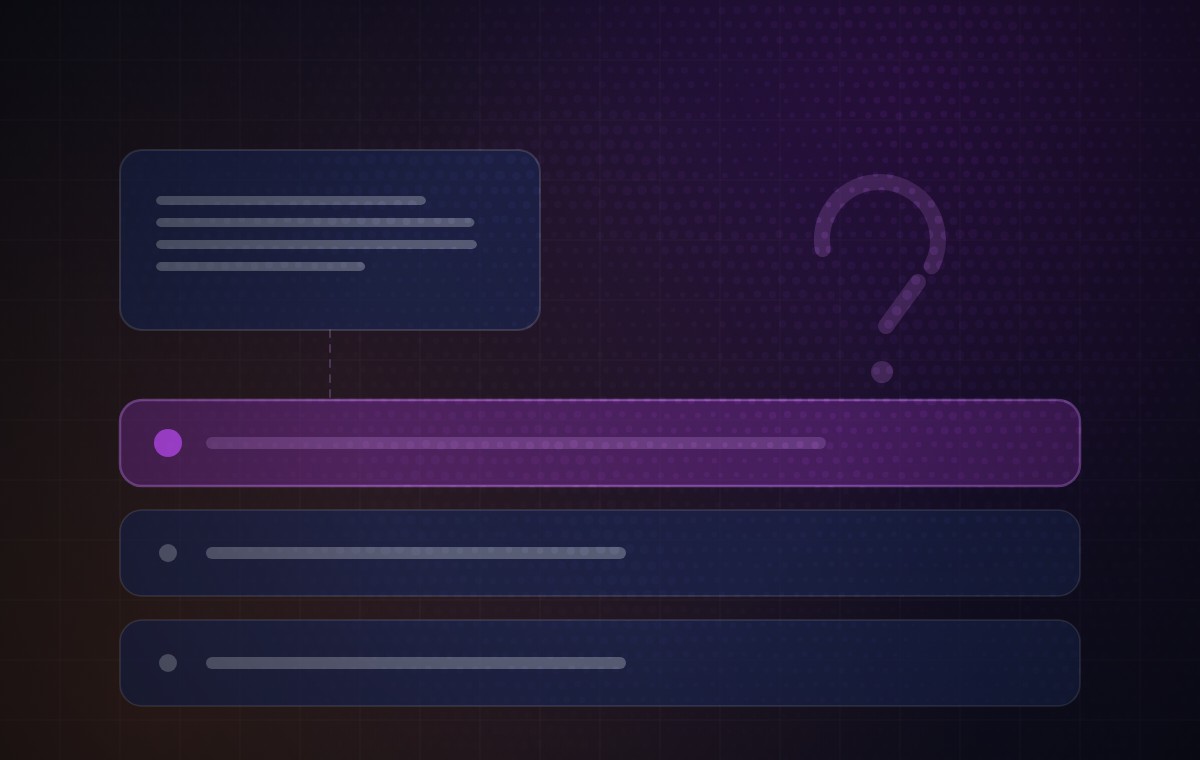 Diagram: a question resolving into several options, with the answer highlighted