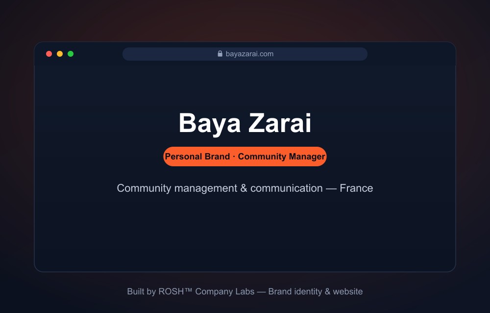 Baya Zarai — personal brand & website by ROSH™ Company Labs