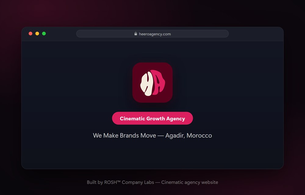 Heero Agency cinematic video production and marketing website designed by ROSH™ Company Labs